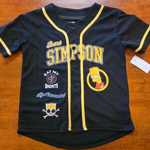Boys The Simpsons Bart Simpson Baseball Jersey Shirt 10/12 NWT